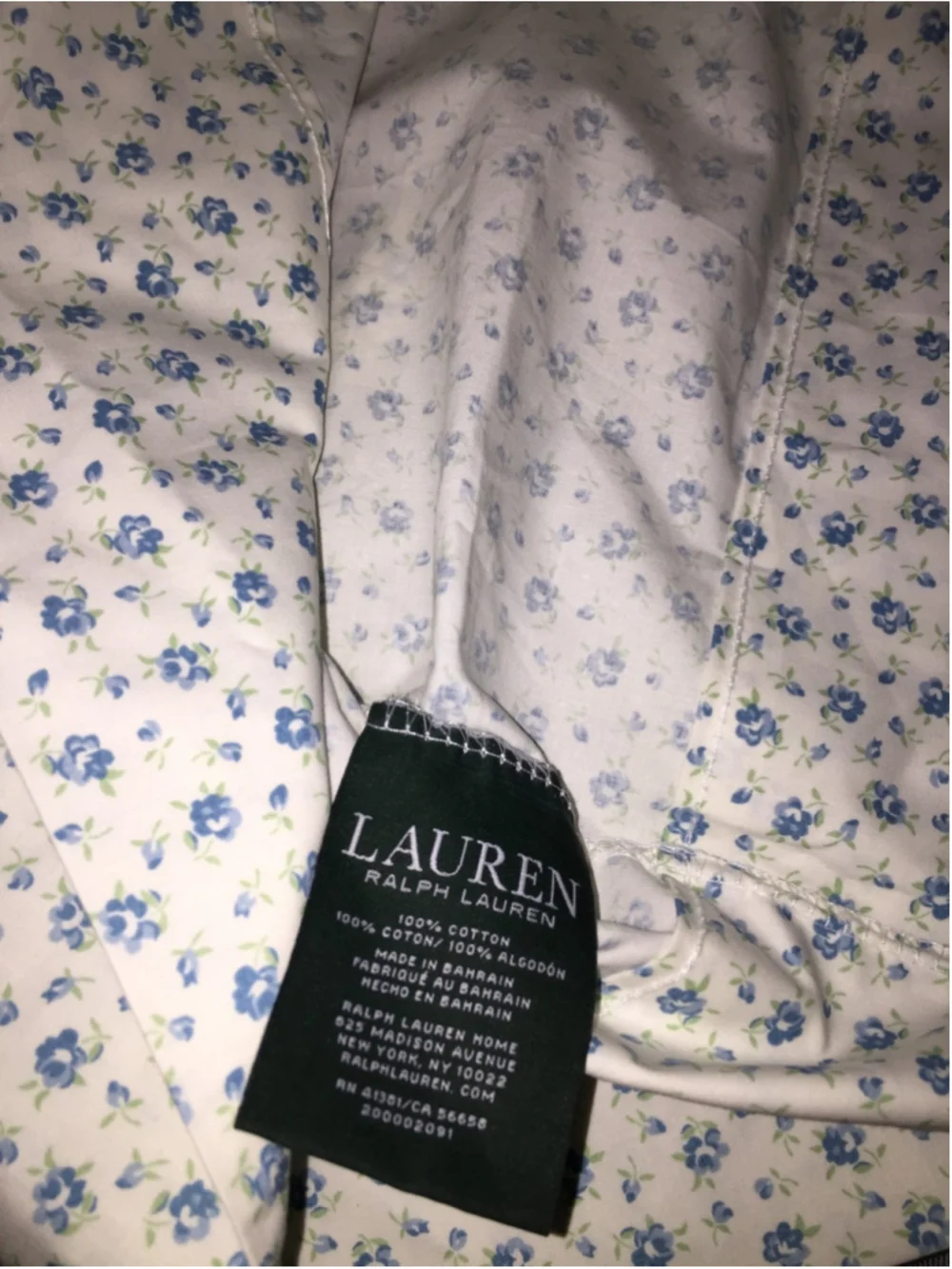 2 Vintage Ralph Lauren White Blue Calico Pillowcase Floral Print Cottagecore New